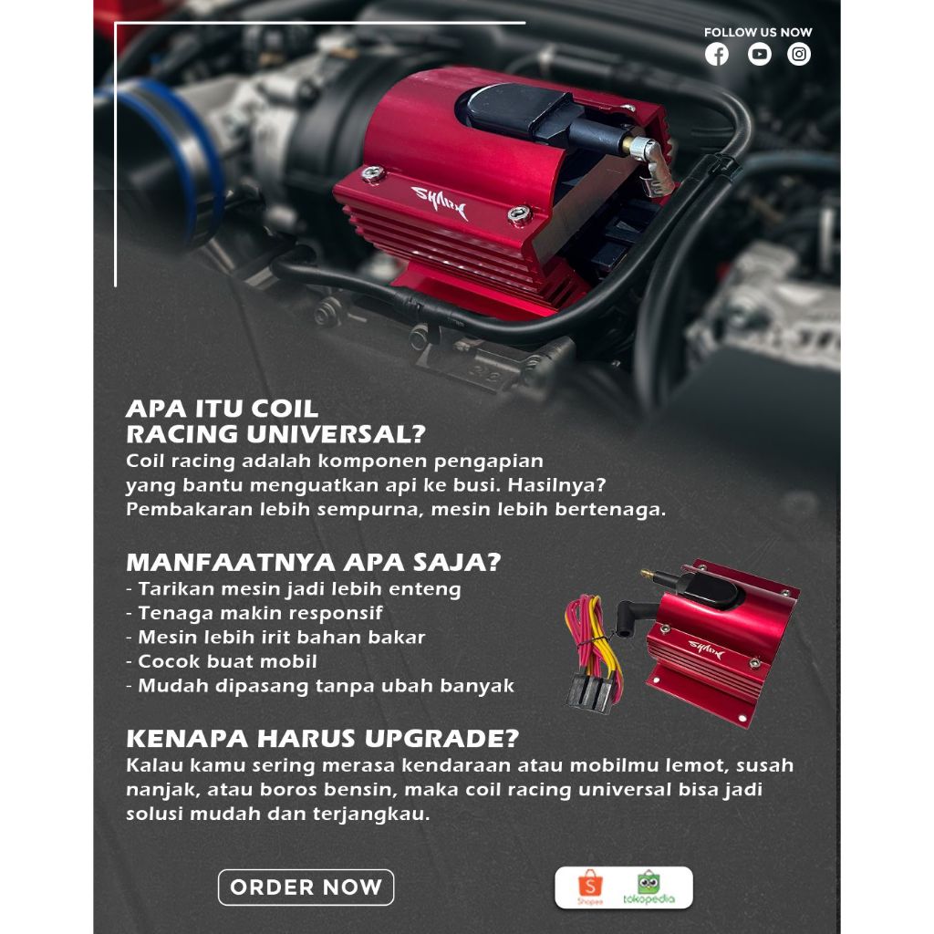 Shark Coil Racing Universal (Koil Pengapian Mobil Racing).