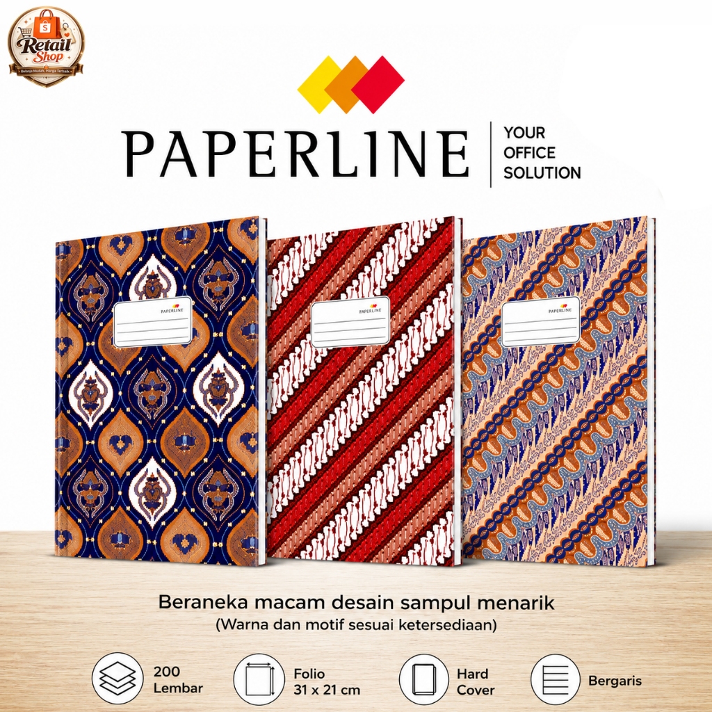 Buku Hardcover Folio 100 Lembar Paperline / Buku Batik Folio (1 buku)