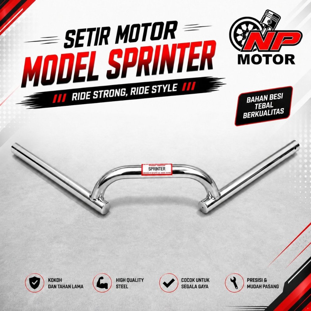 Stang Stir Sprinter Racing Herex Drag Pendek Chrome Universal All Motor