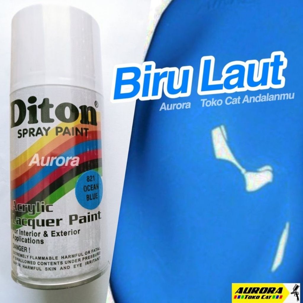 Cat Pilok Diton Spray Paint 821 OCEAN BLUE 300ml Biru Muda Biru Laut Solid Mengkilap Glossy Pilox Py