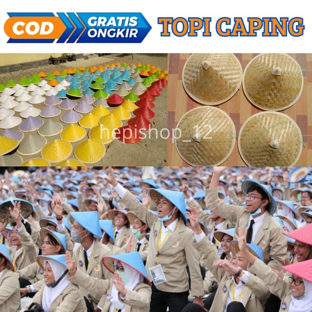 Topi caping ospek warna warni diameter 30-40cm / topi petani untuk ospek PPSMB UGM UI UNS