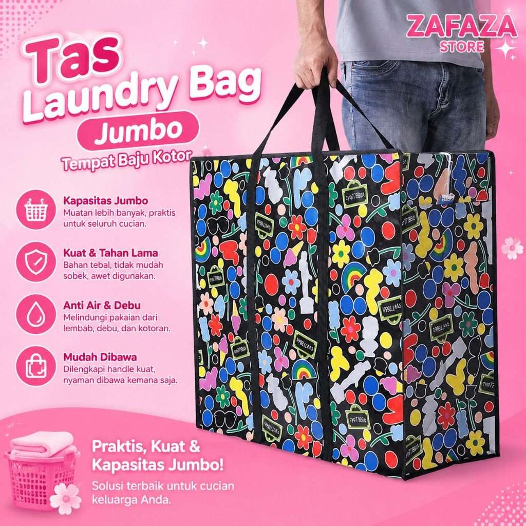 Tas Laundry Bag Jumbo Tempat Baju Kotor Tas Baju Jinjing Tas Baju Besar Keranjang Baju Kotor