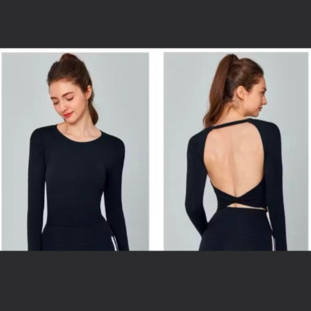 gym backless crop top