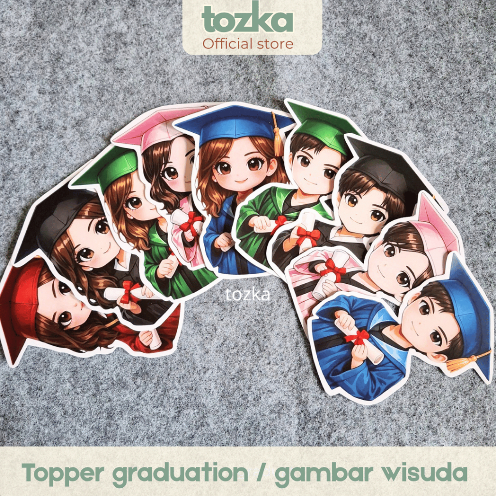 Topper Buket wisuda 10 Pcs I Kertas gambar wisuda I cardboard I Topper kue