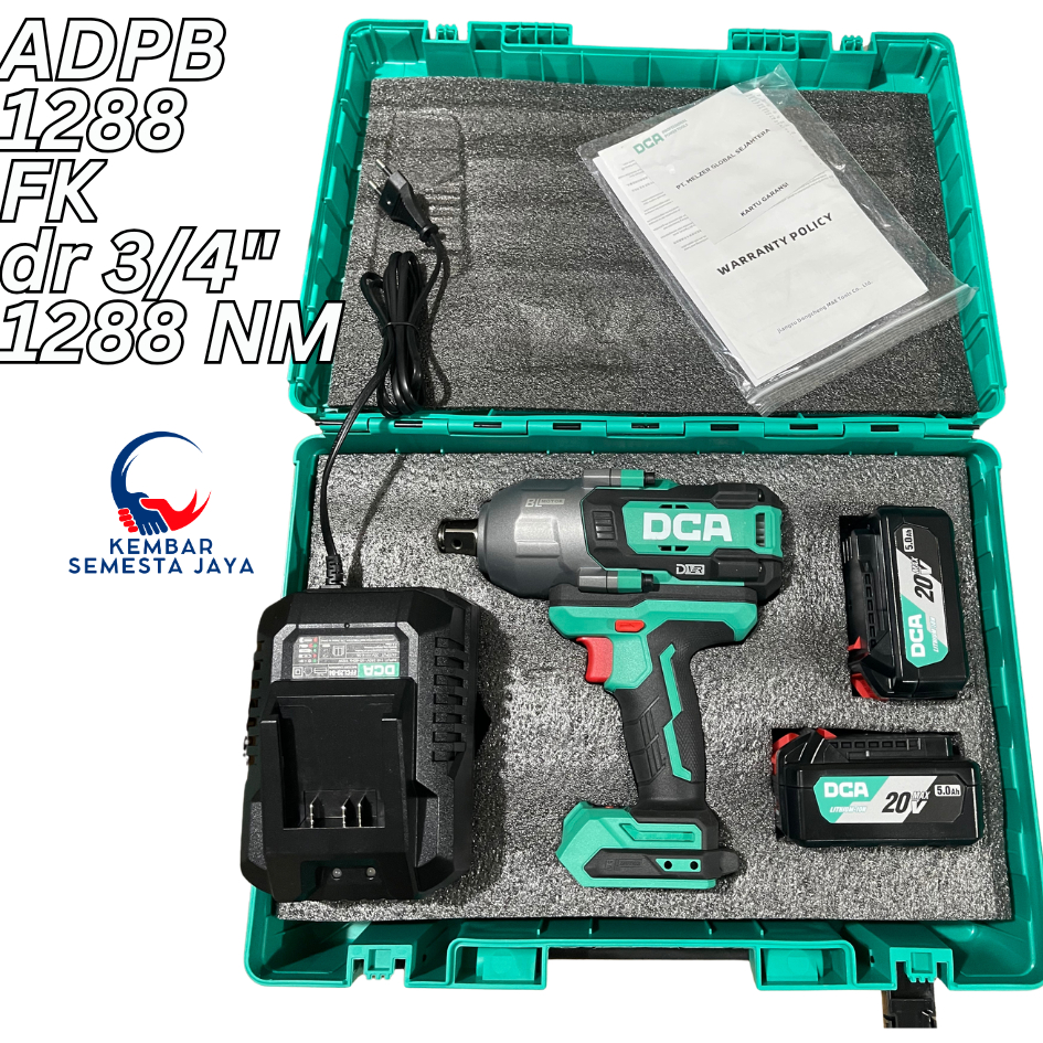 DCA ADPB1288FK Impact Wrench Cordless Alat Buka DR 3/4" Baut Baterai 1700NM BRUSHLESS MOLLAR CIW2150