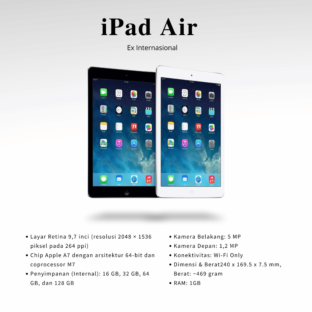 (COD)APPLE iPad Air dan iPad Air 2 64GB Wifi Only Kondisi Mulus  SECOND ORIGINAL