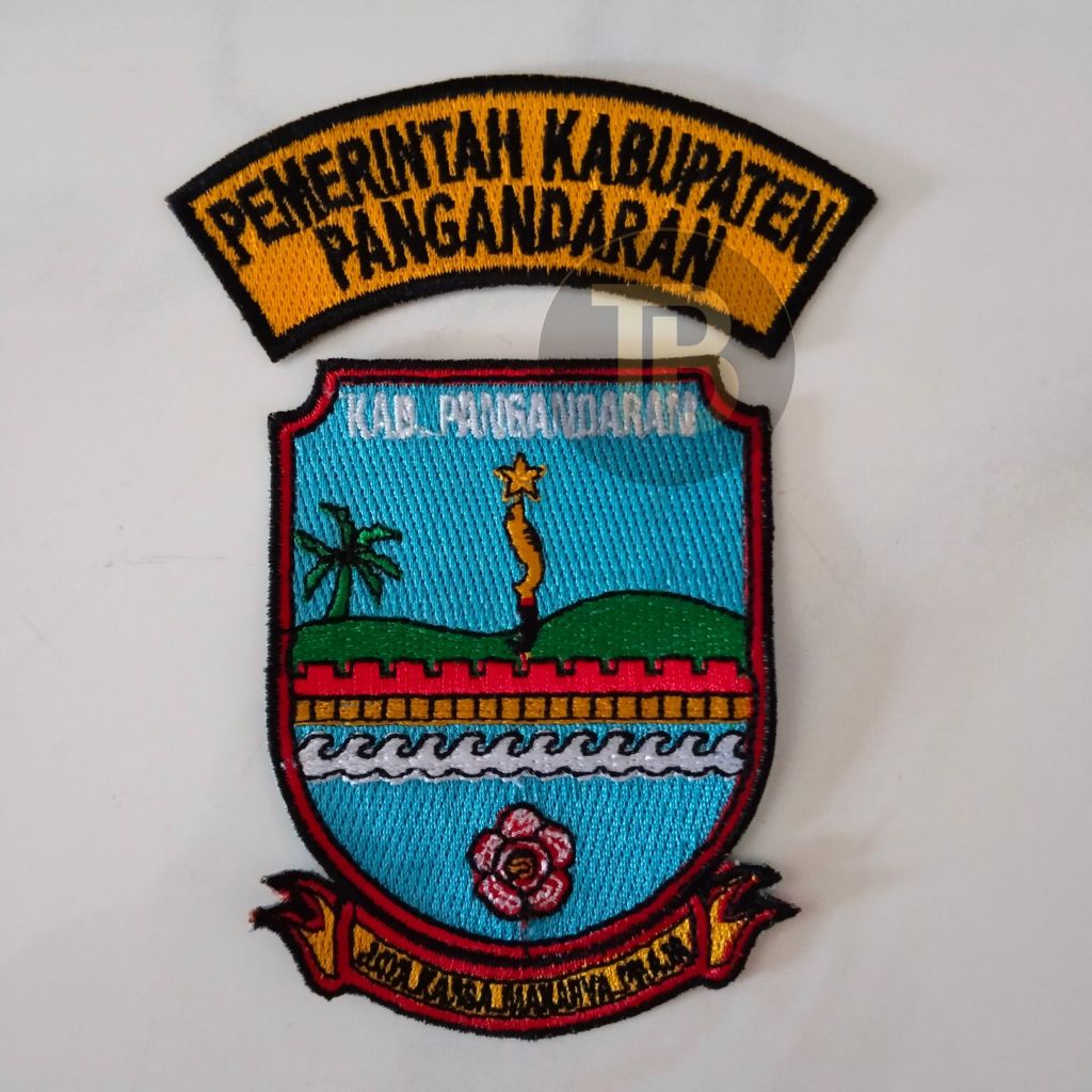 1 Set Logo Bordir / Patch / Emblem Pemerintah Kabupaten (Pemkab) Pangandaran Baru.