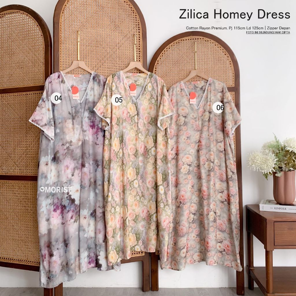 Zilica HomeDress Daster Pendek Premium Catton Rayon Original Ori Morist Berlabel