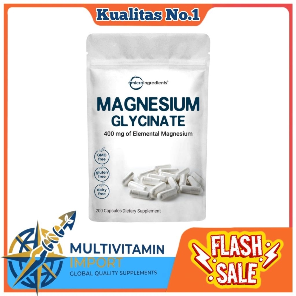 Magnesium Glycinate Microingredients Asli Usa Isi 200 Kapsul Magnesium Glycinate