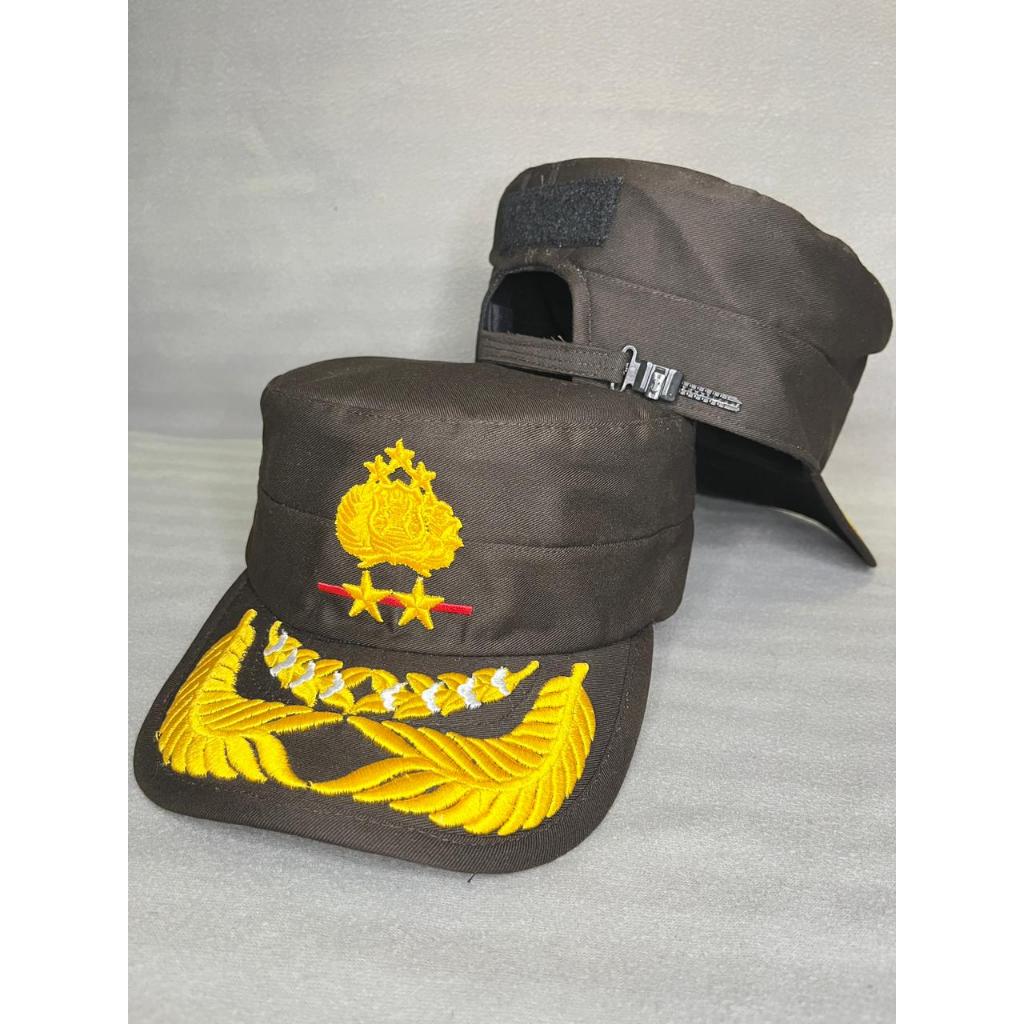 Pilkep Komando Pati BINTANG 2  Polri/Topi Komando Pati Polisi Bahan Halus Premium