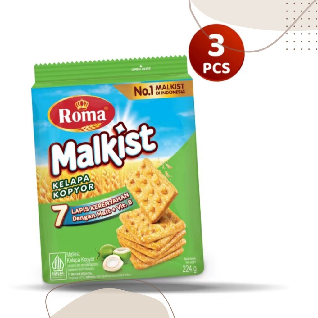 Roma Malkist Kelapa Kopyor Crackers 224g - Renyah, Gurih, Vitamin B