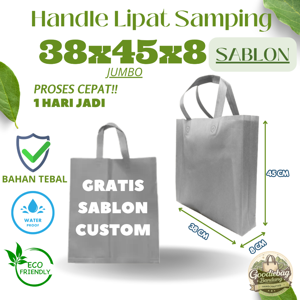TAS SPUNBOND SABLON CUSTOM tali 38x45 Tebal Tas Goodie Bag custom TEBAL/ TAS SOUVENIR GOODIE BAG / S