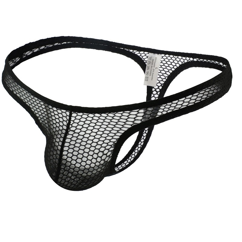 VANSKOOS Mesh Thong CD Celana Dalam Pria Thong Jala Jaring Hitam D4012K
