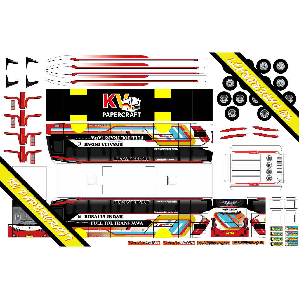 Lembaran papercraft Bus Rosalia Indah