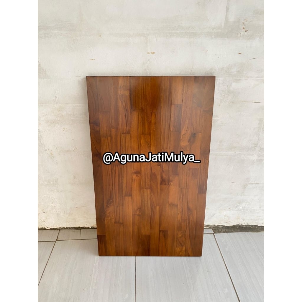 Top Table meja komputer 140x70x3 laminasi kayu jati asli