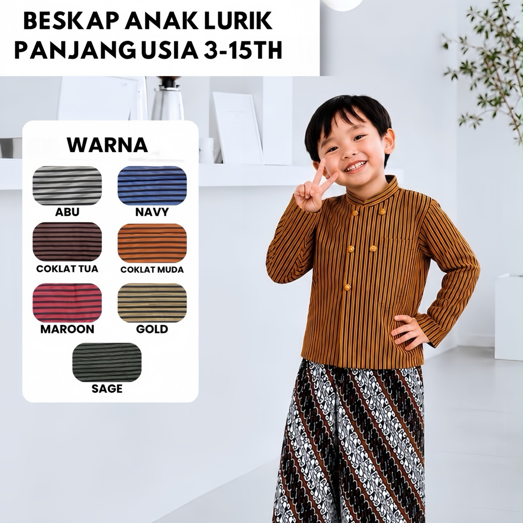BESKAP LURIK ANAK PANJANG KEBAYA BESKAP ANAK LURIK ANAK LAKI LAKI PREMIUM