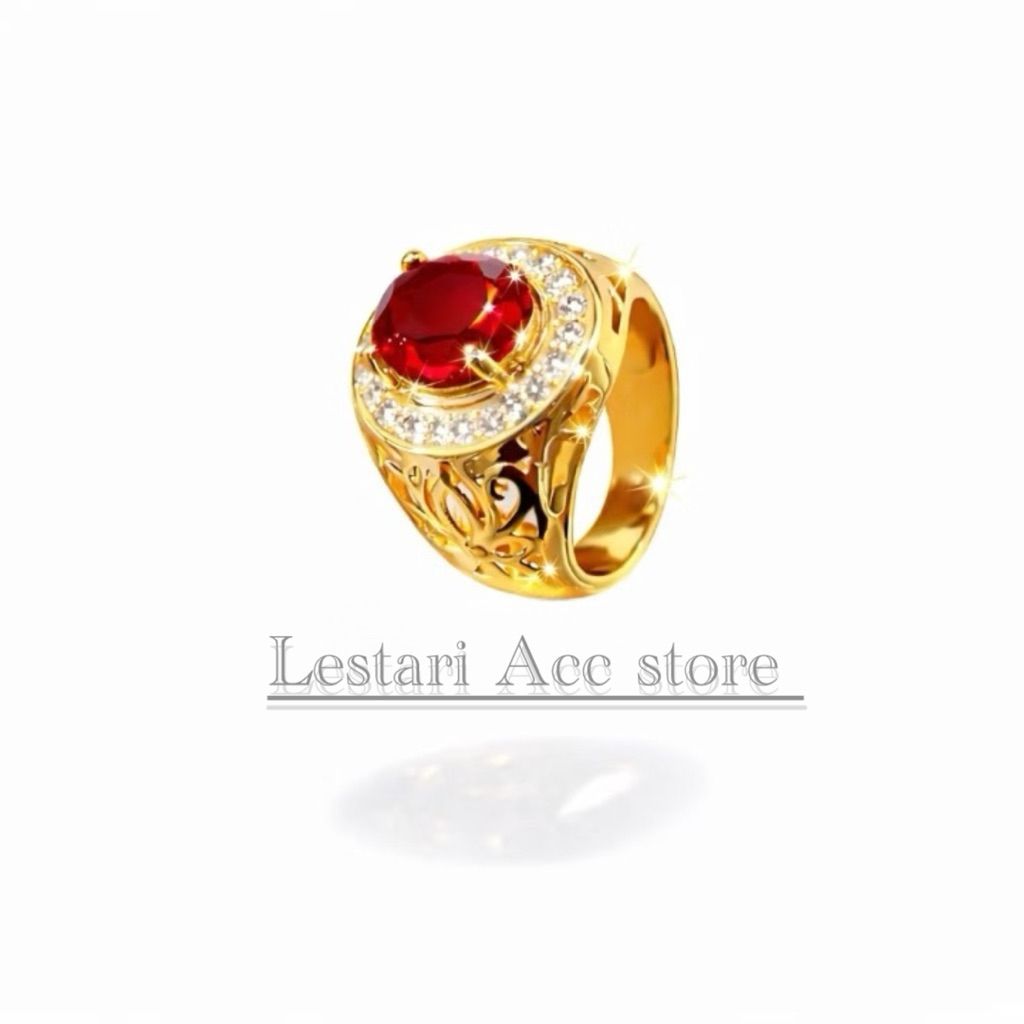 cincin pria batu akik hitam gold zircon elegant