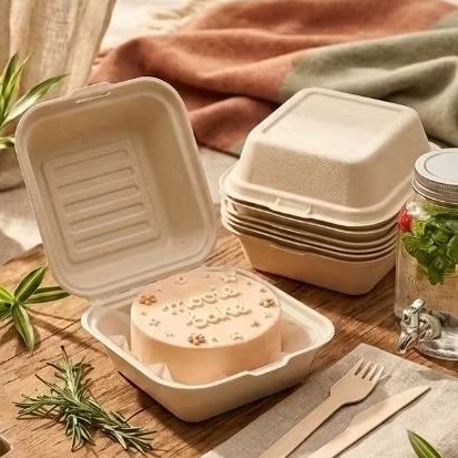 (Palembang) Bagasse Box, bento cake box 10 cm kekinian (isi 7 pcs)