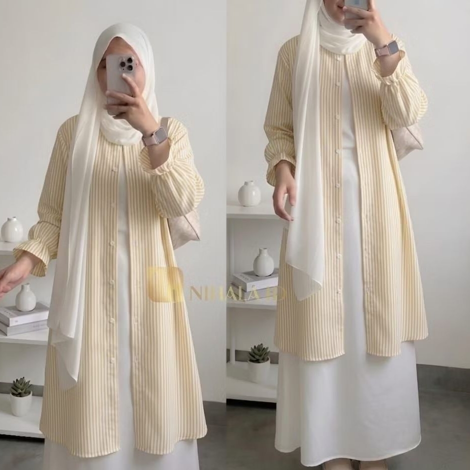 kameja tunik salur kekinian atasan wanita muslim remaja bahan katun