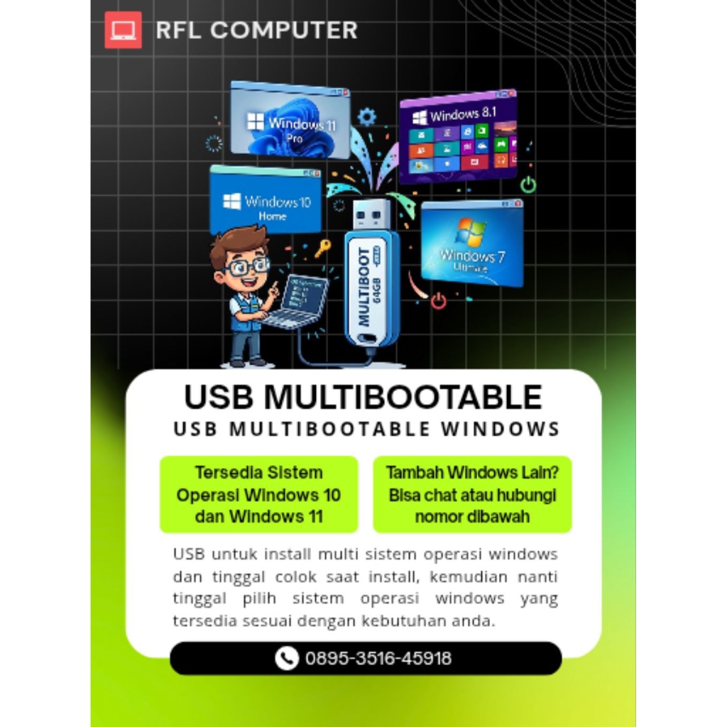 USB Flashdisk Multibootable Windows Installer Windows 10 Windows 11