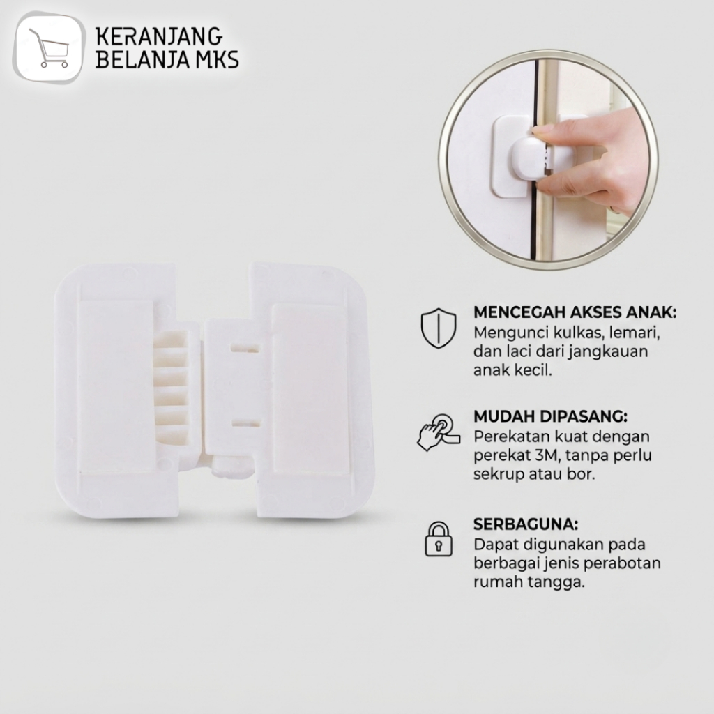 Safety Lock Pintu Kulkas Pengunci Tambahan Tempel