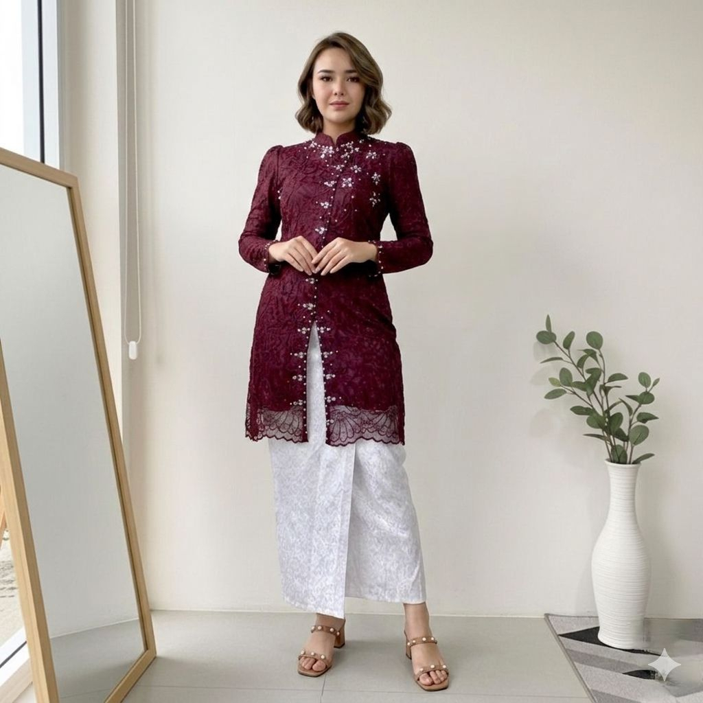 Set Kebaya Janggan Premium - Set Kebaya Brokat Premium - Kebaya Pesta Kebaya Modern Kebaya Lamaran K
