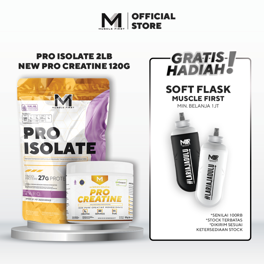 [BUNDLE] MUSCLE FIRST Pro Isolate 2lbs + New Pro Creatine Creapure 120gr - Suplemen Fitness