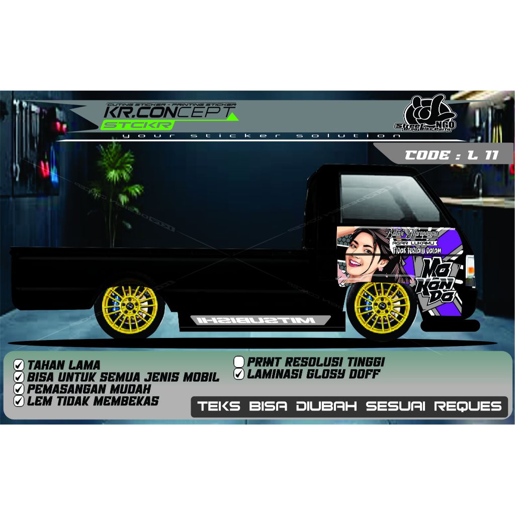 DECAL CEWEK PINTU SAMPING MOBIL PIC'UP L300 L 11