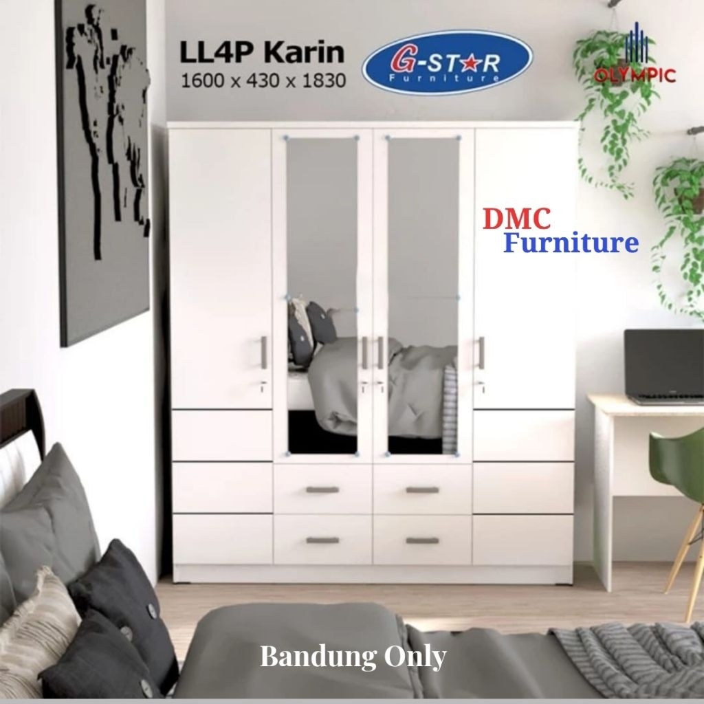 lemari 4 pintu putih lemari baju lemari pakain lemari murah putih