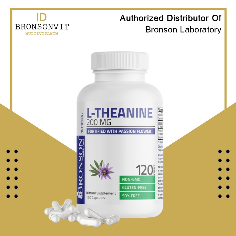 Bronson L-Theanine 200mg Double Strength Original USA | Suplemen L-Theanine 120 Capsules