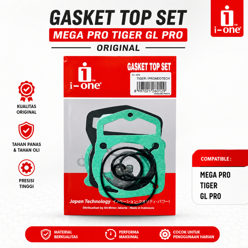 Packing Gasket Top Set Mega Pro Tiger GL Pro Original i-One | Gasket Top Set Mesin Honda