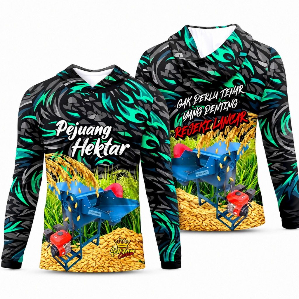 Kaos Jersey Perontok Padi Hoodie Dri Fit Full Print Baju Petani Modern Premium