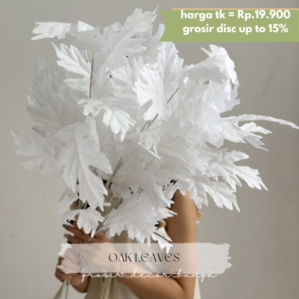 [QC] OAK LEAVES MAPLE LEAF Daun Plastik Palsu Artificial Dekorasi Willow Leaves Bunch Daun Willow Le