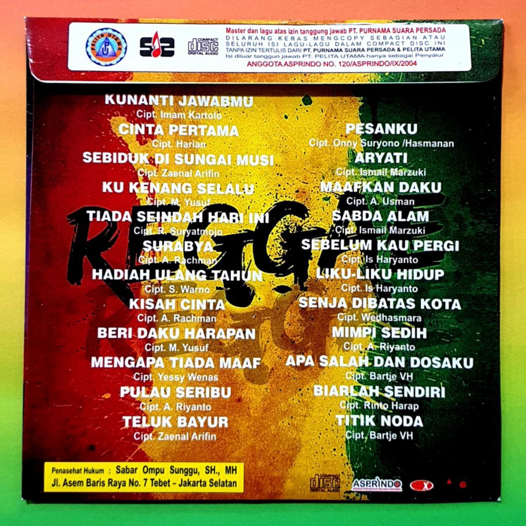 KASET CD LAGU REGGAE GOLDEN MEMORI - KASET CD MUSIK SANTAI - CD AUDIO LAGU BISA DIMOBIL