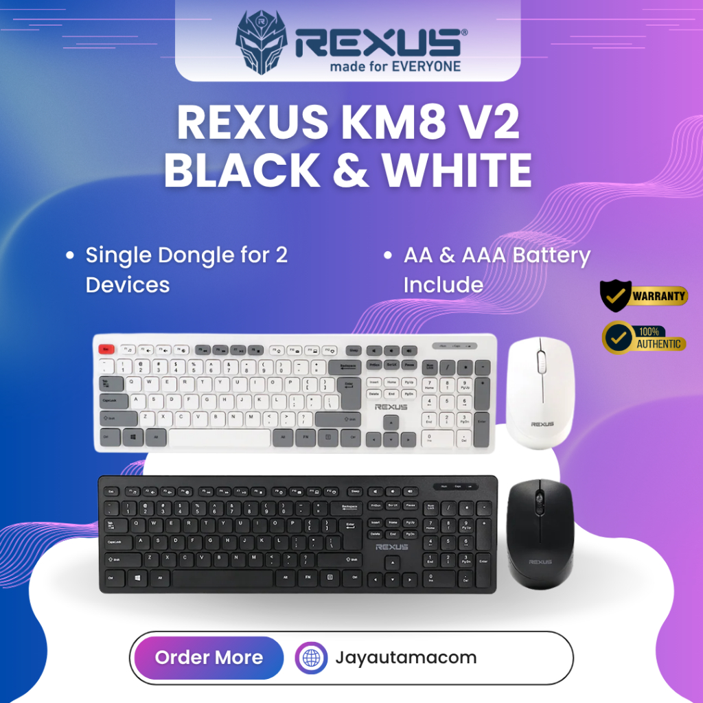REXUS Keyboard Mouse Wireless KM8 -  KM8 V2
