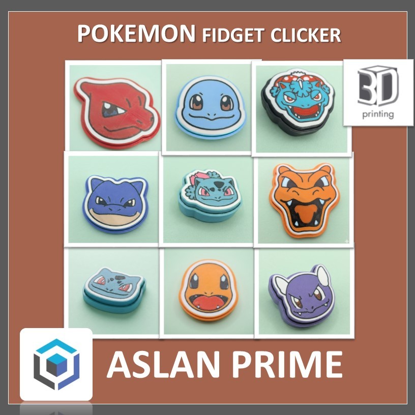 POKEMON HEAD FACE KEY CLICKER KEYCHAIN 3D Print Wartortle Blastoise Squirtle Charizard Charmeleon Ch