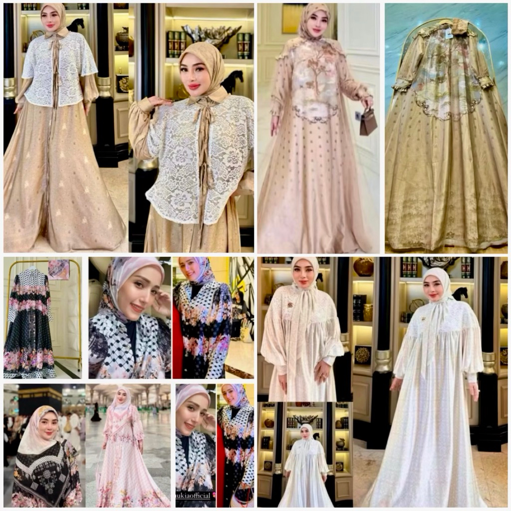 SALE SHELLASAUKIA GAMIS SILK SET HIJAB PRINTING TERBARU/Gamis Lukis Viral