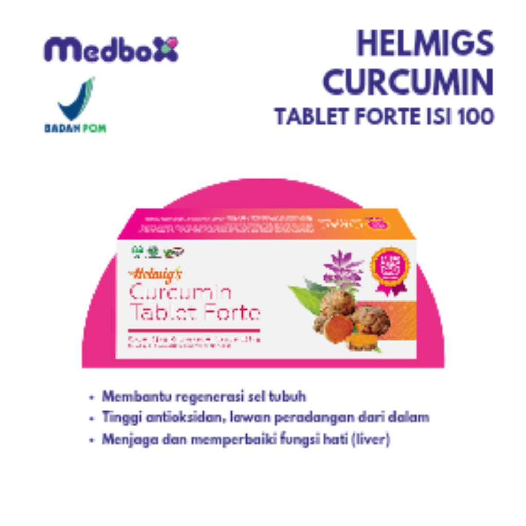 Helmigs Curcumin Tablet Forte 25 mg Isi 30 Tab / 100 Tab Suplemen Temulawak/Curcuma Untuk Kesehatan