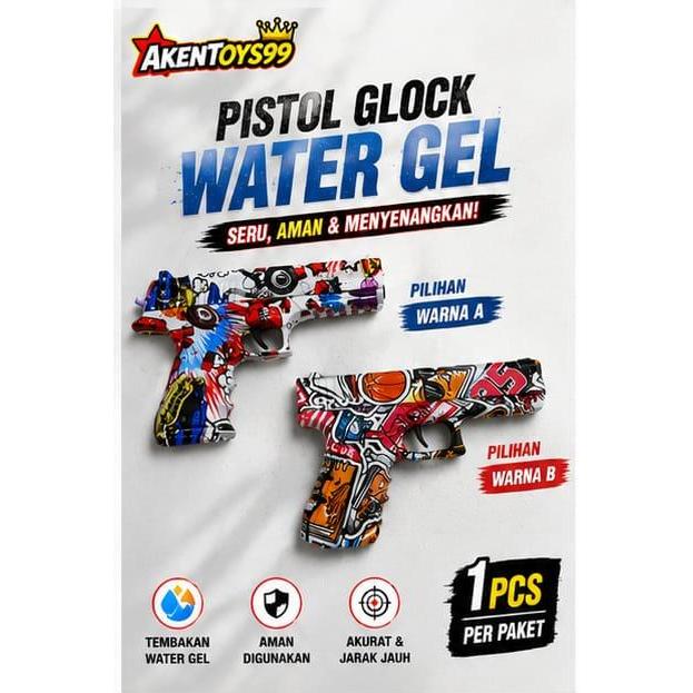 Pistol Glock Water Gel Manual Mainan Anak Gel Blaster 7-8mm 500 Butir 2 Pilihan Warna
