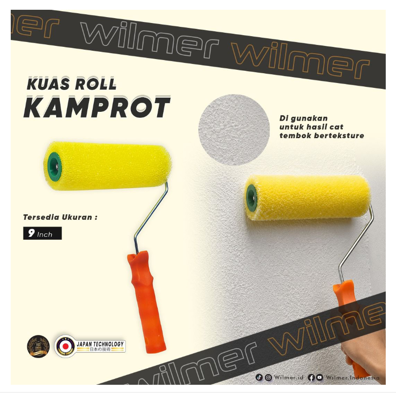 WILMER WKR-309 / KUAS ROL CAT KAMPROT / KUAS ROL DINDING MOTIF KASAR 9" WILMER