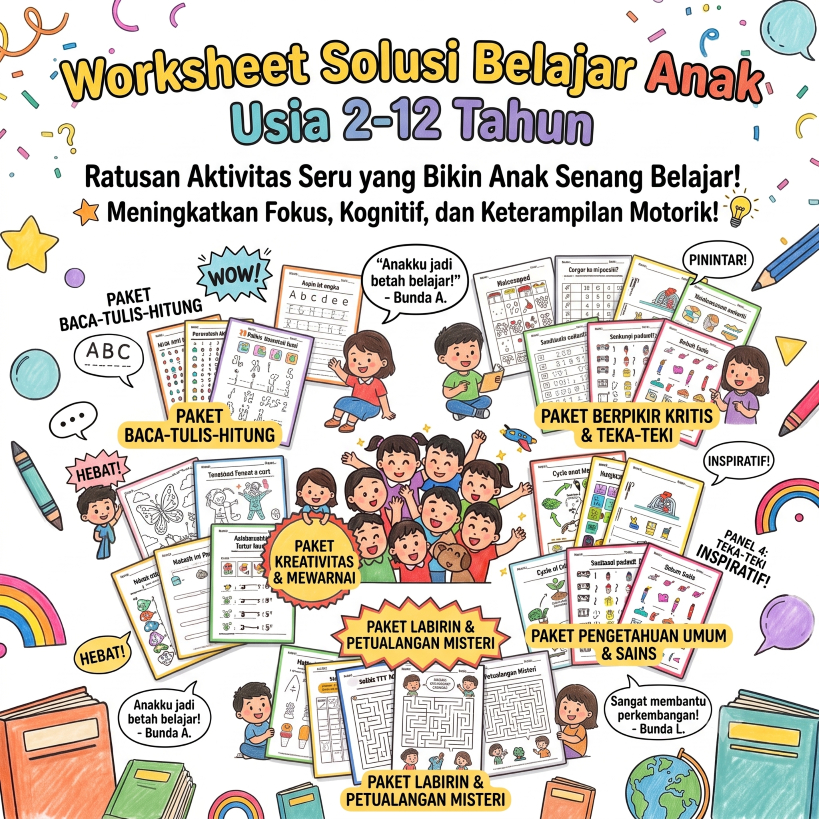 Worksheet Solusi Belajar Anak Usia 2–12 Tahun
