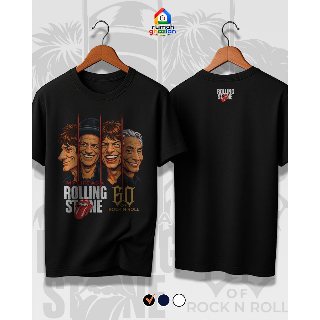 Rumah Ghazlan T Shirt Rolling Stone Hitam | Kaos T Shirt Ghazlan
