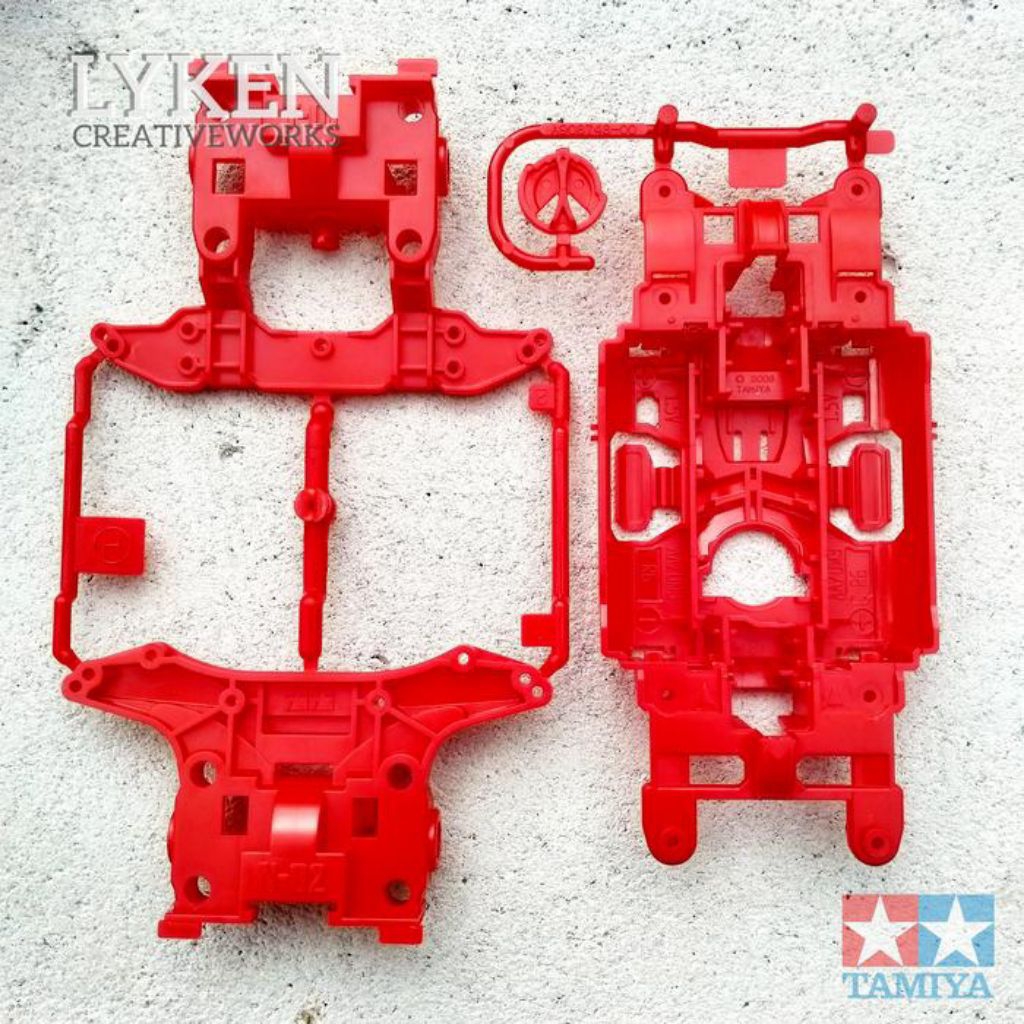 Tamiya MS Chassis Reinforced PC-ABS Red + NT Reinforced PC-ABS Red