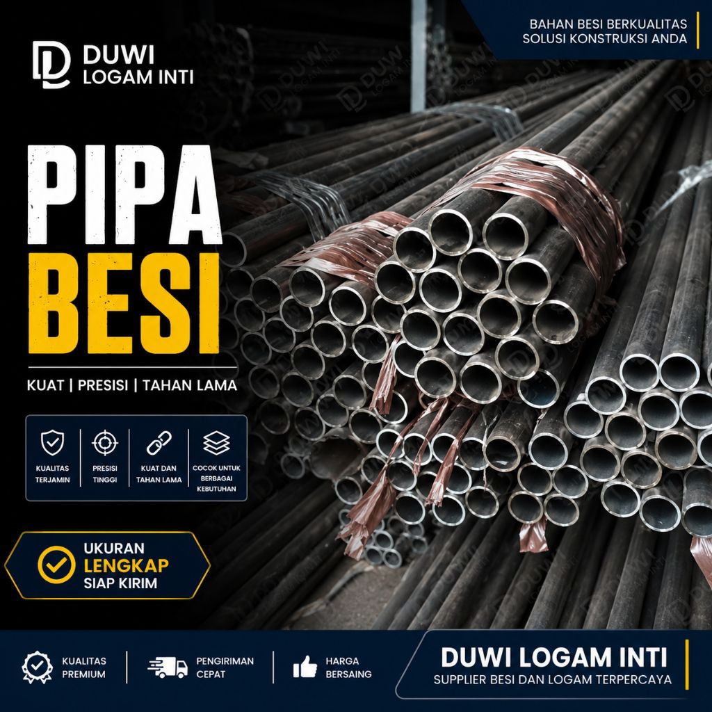 pipa besi od 8 mm id 6 mm x 1000 mm