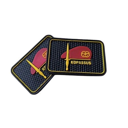 patch rubber logo baret merah kopassus - tempelan emblem karet aksesoris