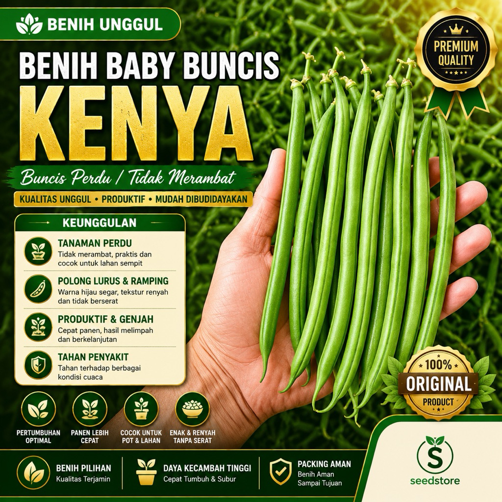 10 Biji - Benih Baby Buncis KENYA (Buncis perdu / tidak merambat)-seedstore