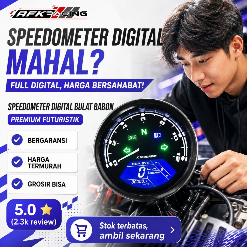 speedometer gauge meter LED LCD spidometer kilometer bulat digital BABON GNB universal segala jenis 