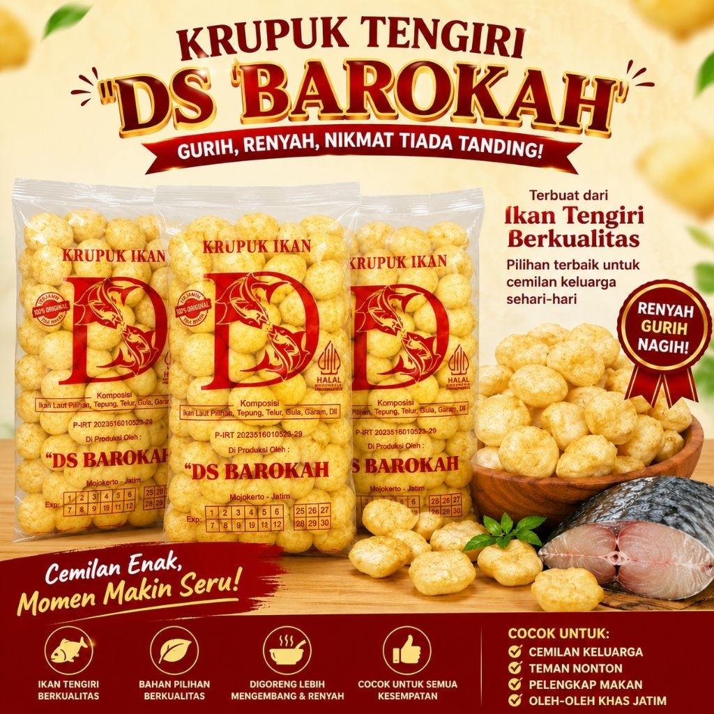 KRUPUK TENGGIRI PREMIUM KRUPUK IKAN TENGIRI RASA IKAN TENGIRI