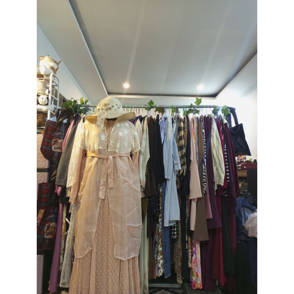 GAMIS OUTER LEPAS PASANG SALEM TILE POLKA MIX ORGANZA LD 110