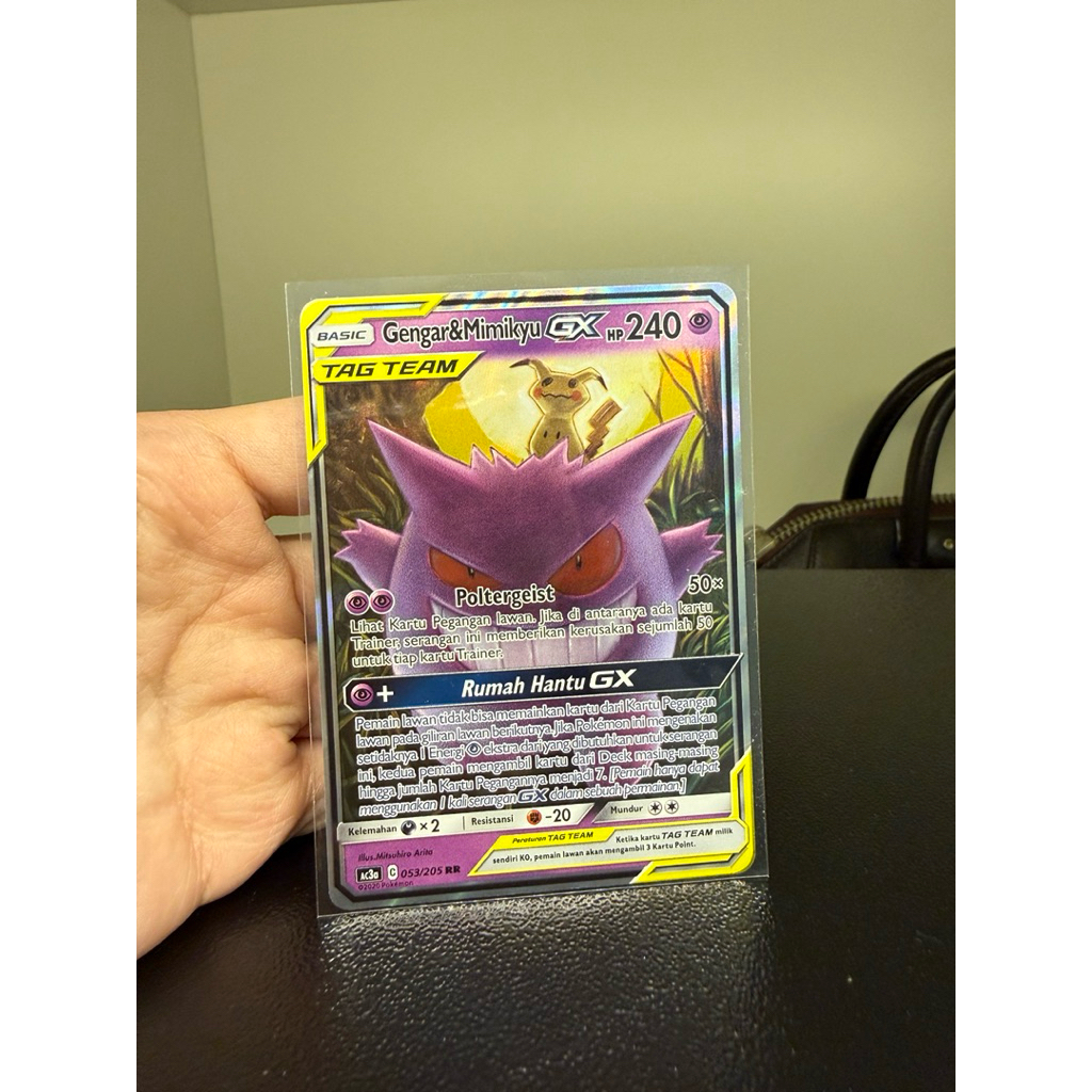 Kartu pokemon Gengar mimikyu Tag Team GX Bahasa indonesia